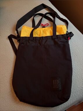 Topo Designs Black and Yellow Cinch Tote